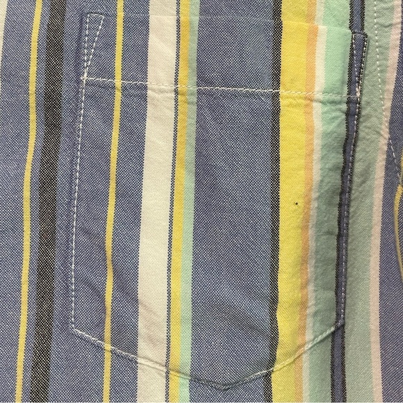 ASOS DESIGN regular fit grandad collar oxford stripe shirt in pastel colours - S - Picture 6 of 12